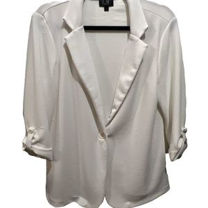 LM Lola Morena Women’s White Collared Blazer Button Up Career Fashion